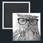 Funny owl magnet | Bird with glasses<br><div class="desc">Funny owl magnet | Bird with glasses. Nerdy gift idea for men and women. Personalise it with your own humourous slogan or quote.</div>