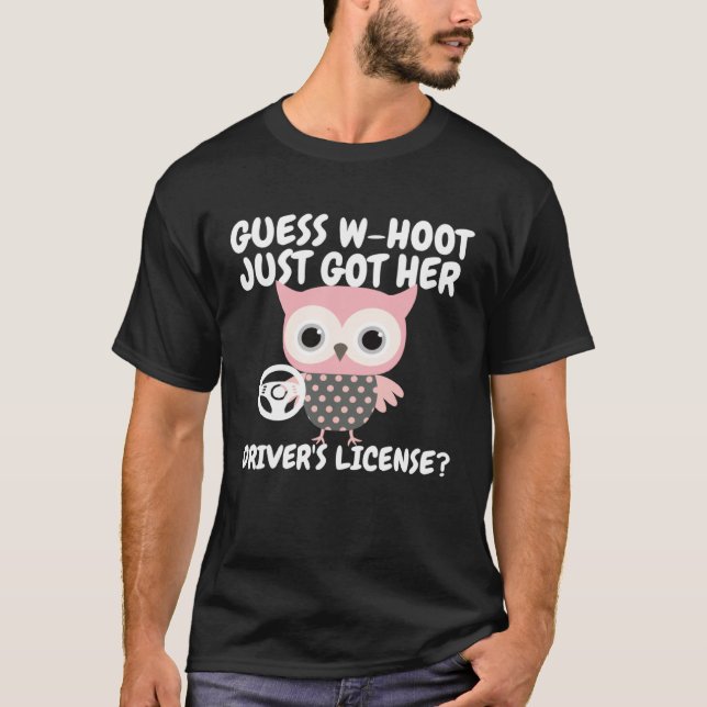 Funny Owl New Drivers License Learner's Permit For T-Shirt (Front)