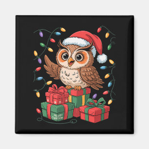 Funny Owl Santa Hat Animals Lovers Ugly Christmas  Magnet