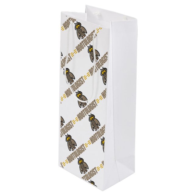 Funny Owl Wine Gift Bag (Front Angled)