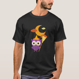 Funny Owl Witch Halloween Witchy Hat Scary Night T-Shirt
