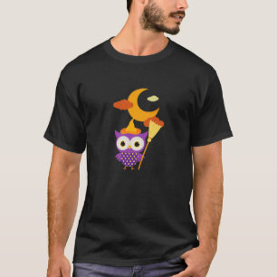 Funny Owl Witch Halloween Witchy Hat Scary Night T-Shirt