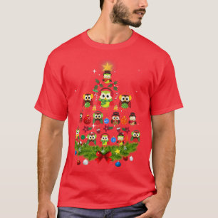 Funny Owls Christmas Tree Family Xmas Ornament Lig T-Shirt