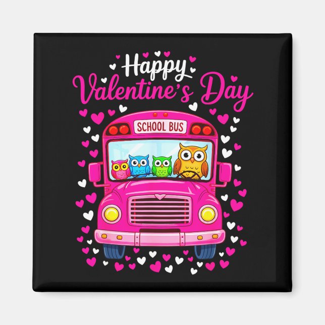 Funny Owls School Bus Driver Graphic Art Magnet (Front)