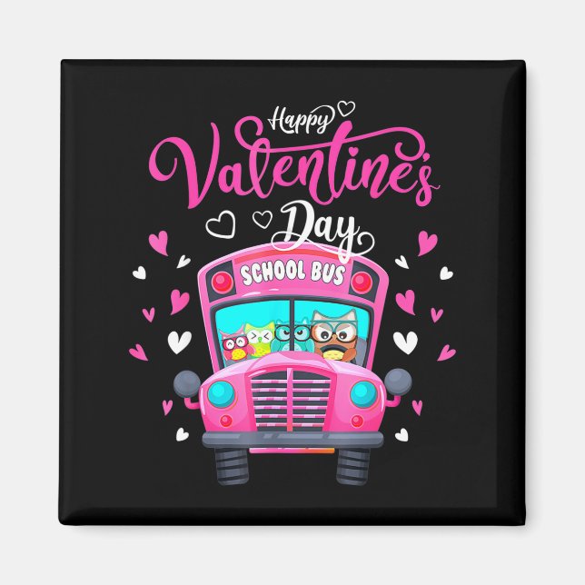 Funny Owls School Bus Driver Happy Valentines Day  Magnet (Front)