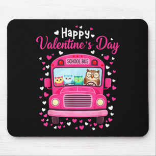 Funny Owls School Bus Driver Happy Valentines Day  Mouse Pad
