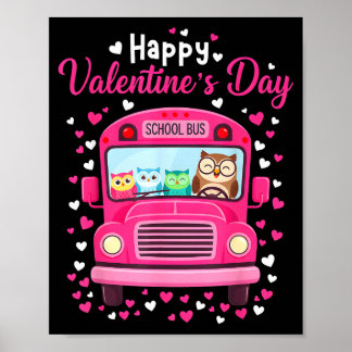 Funny owls school bus driver happy valentines day poster