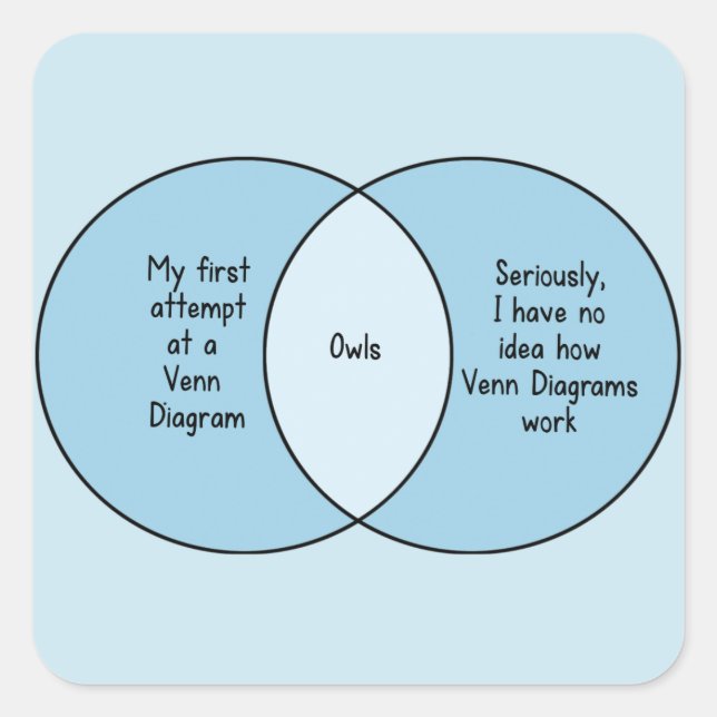 Funny Owls Venn Diagram Square Sticker (Front)