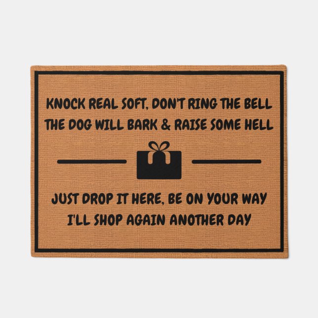 Funny Package Delivery Humour Rustic Minimalist Doormat (Front)