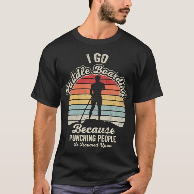 Funny Paddle Boarding Retro Sunset T-Shirt (Front)