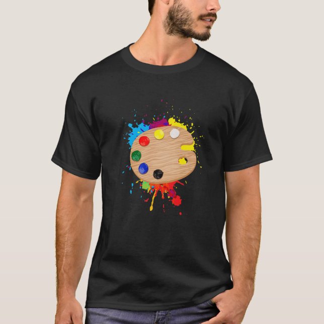 Funny Paint Pallet Art For Kids Men Women Painting T-Shirt (Front)