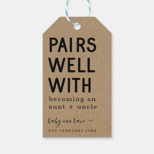 Funny Pairs Well with Becoming an Aunt and Uncle Gift Tags