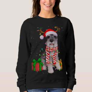 Funny Pajama Santa Hat Schnauzer Christmas Lights Sweatshirt