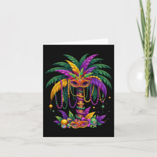 Funny Palm Tree And Beads Mardi Gras Hawaiian Trop Card