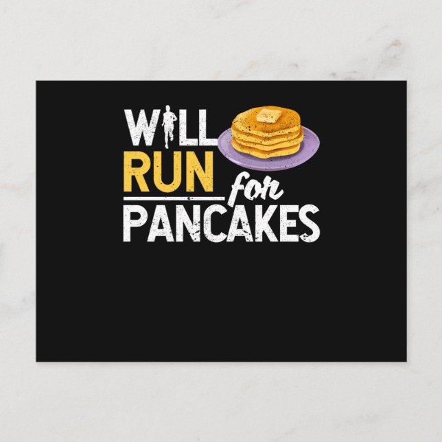 Funny pancake lover marathon runner postcard (Front)
