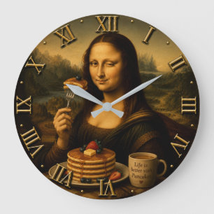 Funny Pancake Mona Lisa Large Clock