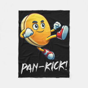 Funny Pancake Pan Karate Kick Boys Girls Food Love Fleece Blanket