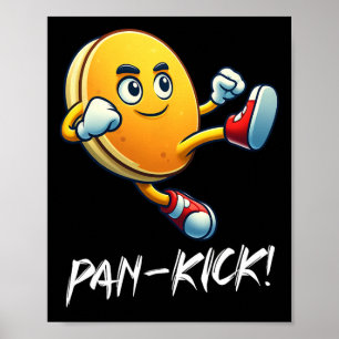 Funny Pancake Pan Karate Kick Boys Girls Food Love Poster
