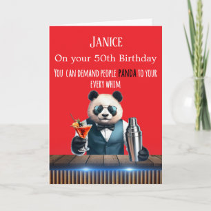 Funny Panda 50th Birthday Card