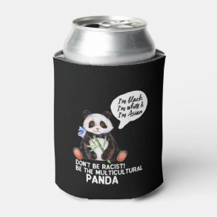 Funny Panda Against Racism Black White and Asian Can Cooler