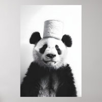 Funny Panda Bathroom Art Vintage Toilet Paper Roll