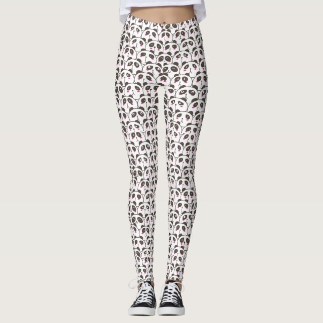 Funny Panda Bear Doodle Leggings (Front)