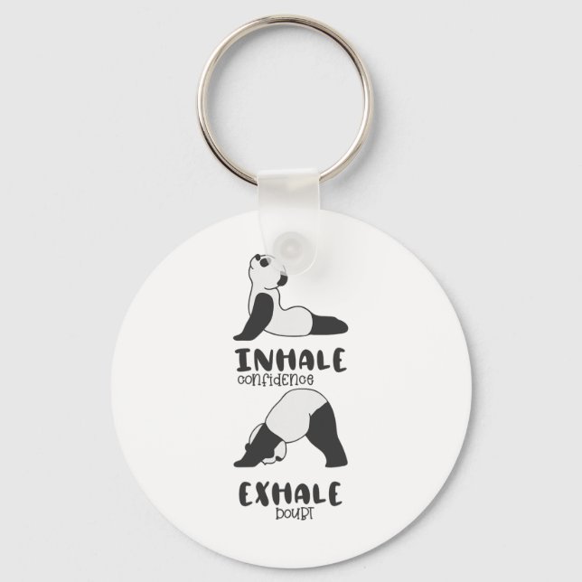 Funny Panda Bear Inhale Exhale Panda Yoga  Key Ring (Front)
