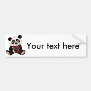 Funny Panda Bear Playing Accordion Bumper Sticker