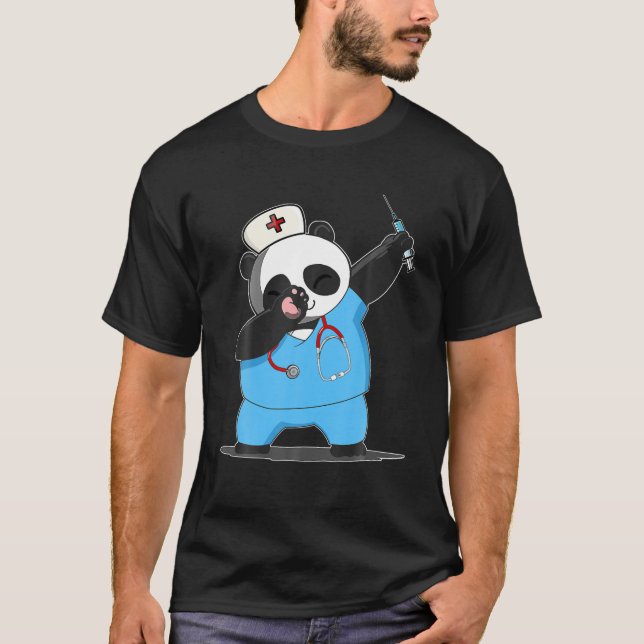 Funny Panda Bear Tee Dabbing Panda Bear Scrub Suit (Front)