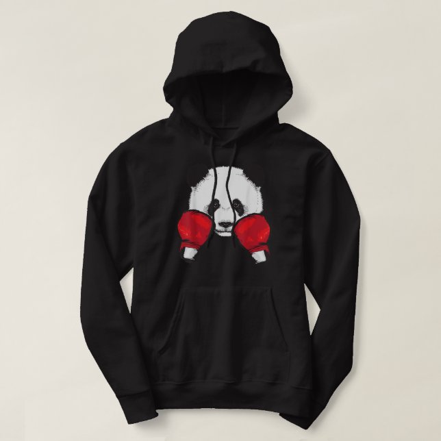 Funny Panda Boxing Cool Animal Lover Gloves Boxer  Hoodie (Design Front)