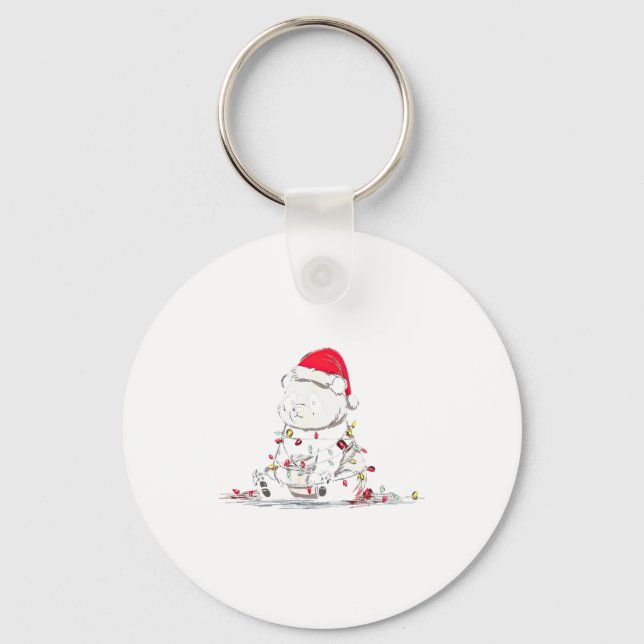 Funny Panda Christmas Graphics Animal Lights Lover Key Ring (Front)