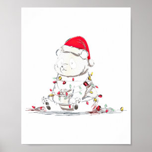 Funny Panda Christmas Graphics Animal Lights Lover Poster