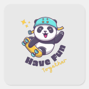 Funny Panda Cute For Animals Lover Square Sticker