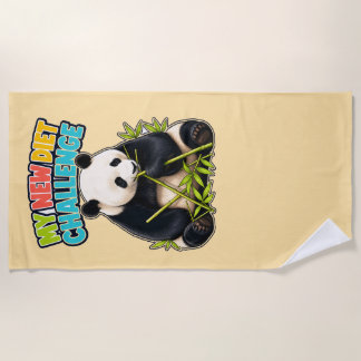 Funny Panda Diet Challenge Beach Towel
