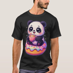 Funny Panda Donut Coffee Kawaii Animal Cute Cafe f T-Shirt