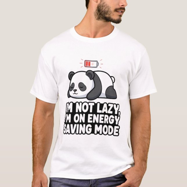 Funny Panda "Energy Saving Mode" T-Shirt (Front)