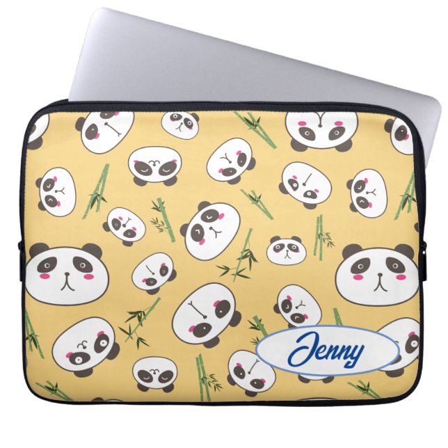 Funny Panda Face Laptop Sleeve  (Front)