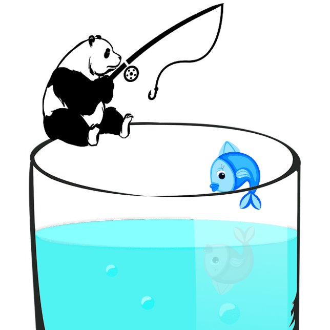 Funny Panda Fishing In A Glass Of Water T-Shirt (Creator Uploaded)