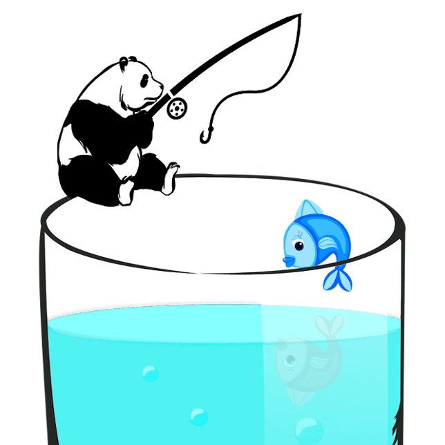 Funny Panda Fishing In A Glass Of Water T-Shirt (Creator Uploaded)