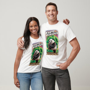 Funny Panda having Fun making a Fart on a Green T-Shirt