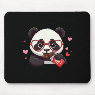 Funny Panda Heart Chocolate Valentine Panda Womens Mouse Pad