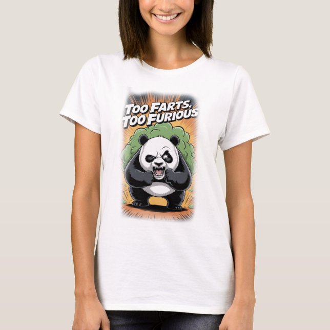 Funny Panda making Farts on a black T-Shirt (Front)