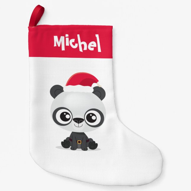 Funny Panda personalized holiday Small Christmas Stocking (Front)
