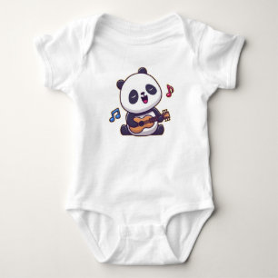 Funny Panda Playing Music, Cute Panda, Panda Bear Baby Bodysuit