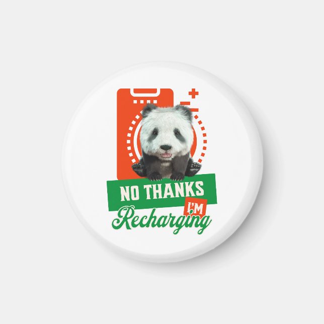 Funny Panda Recharging Introvert Battery Design Magnet (Front)