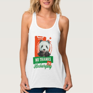 Funny Panda Recharging Introvert Battery Design Singlet