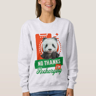 Funny Panda Recharging Introvert Battery Design Sweatshirt