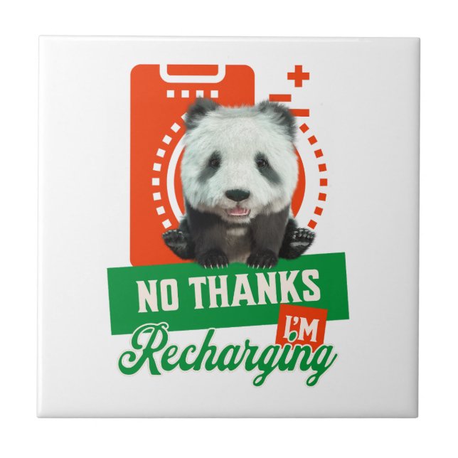 Funny Panda Recharging Introvert Battery Design Tile (Front)