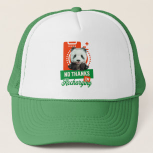 Funny Panda Recharging Introvert Battery Design Trucker Hat