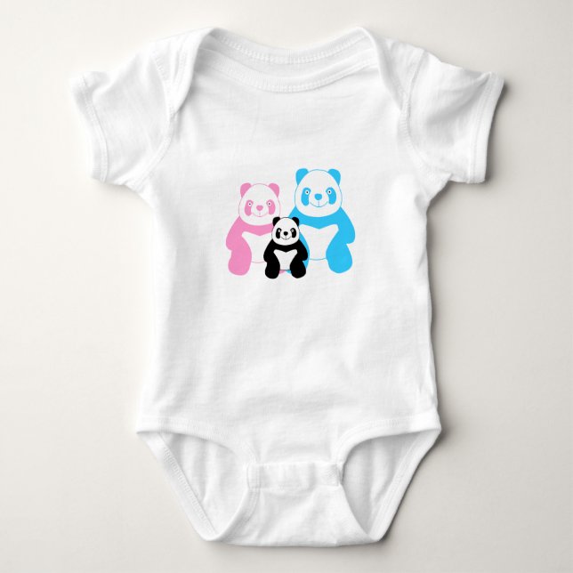 Funny panda’s family baby bodysuit (Front)